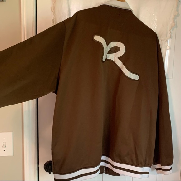 Vintage Authentic Rocawear Brown & White Diagonal Mesh Windbreaker, [Sz 3XL] - Picture 14 of 15